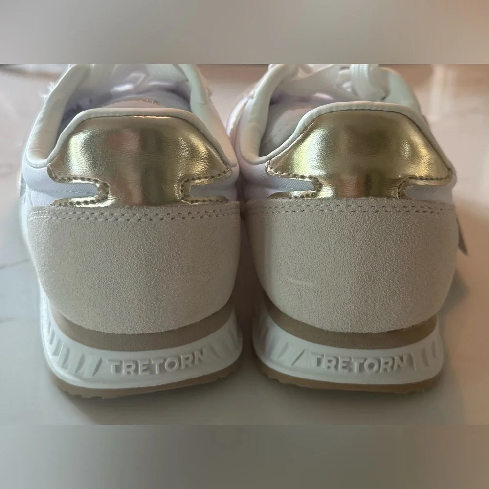 Tretorn Women's Kristine Elite Gold and White Sneakers - Picture 8 of 10